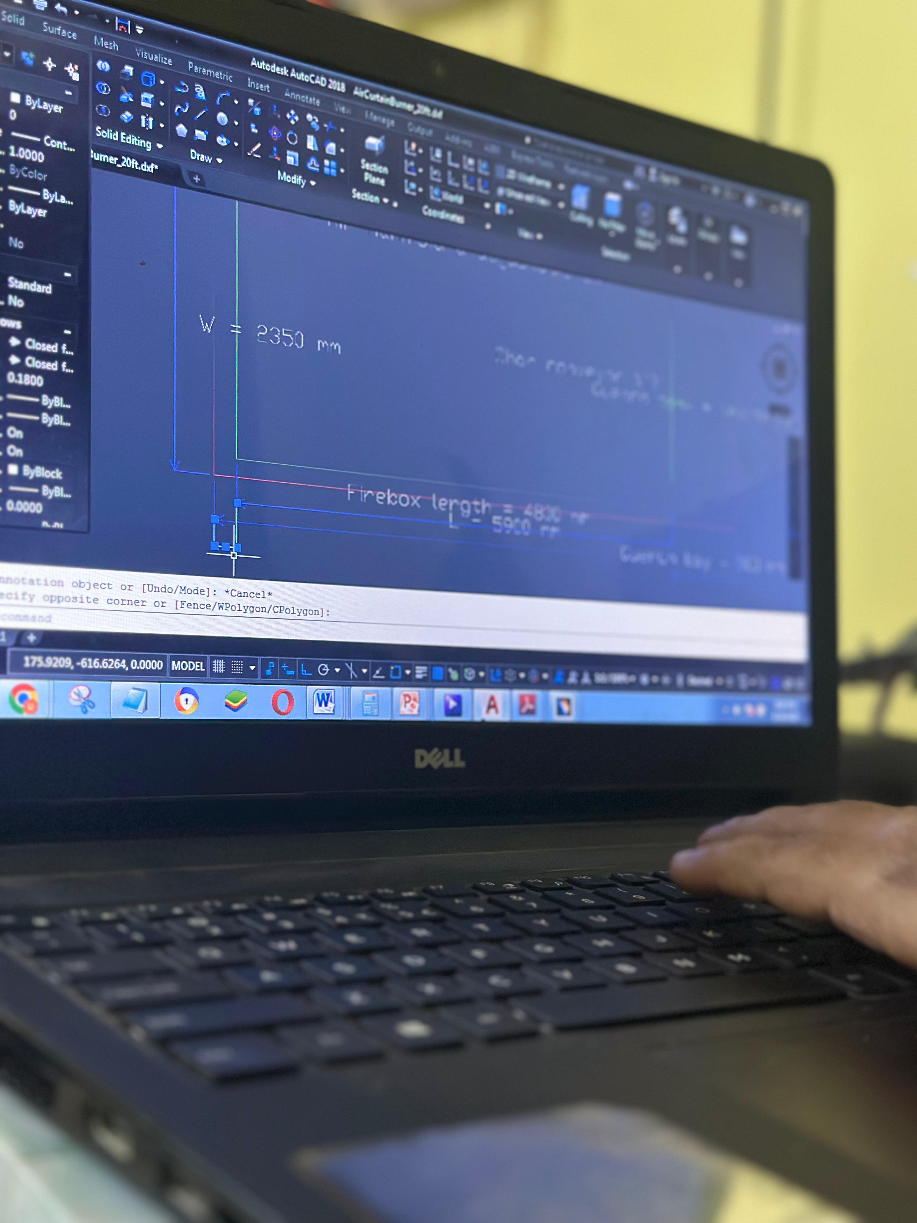 CAD software workspace showing AutoCAD 2018 with 3D modeling and engineering design work